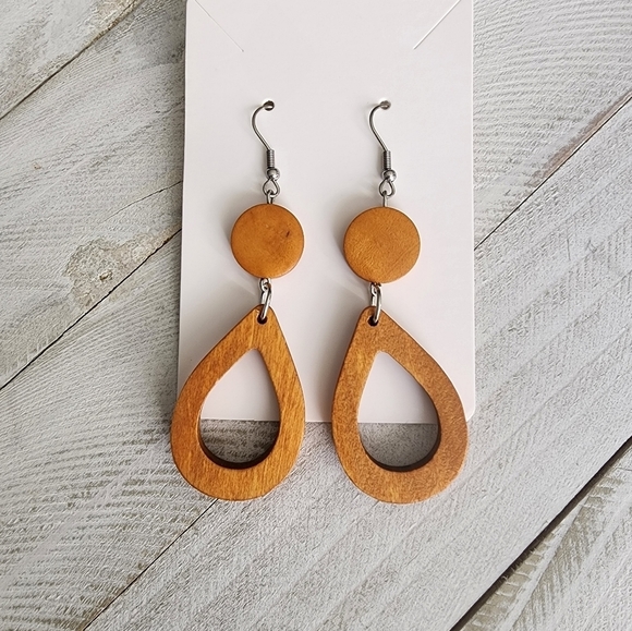 Long Wooden Earrings, Jewelry - Picture 2 of 2